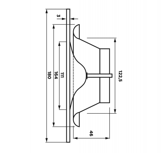 Анемостат со стеклянной внешней частью FOZA D 125 мм. Матовое стекло. RAL 9003